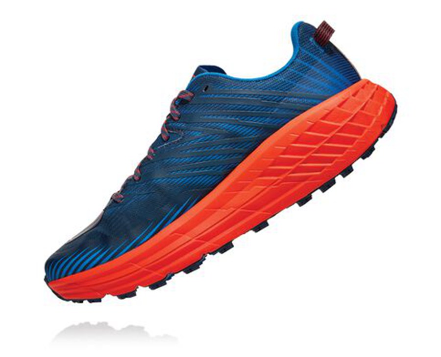 Hoka Australia One One Speedgoat 4 - Mens Trail Shoes Blue/Red - MLZCQ-1906